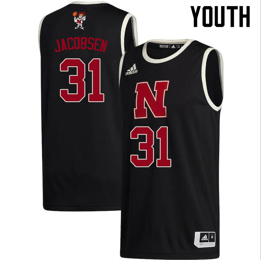 Youth #31 Cale Jacobsen Nebraska Cornhuskers College Basketball Jerseys Sale-Black
